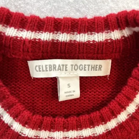 Celebrate Together Men Sz Small Christmas Sweater Deer Drinking Hot Cocoa Ugly - Picture 5 of 8